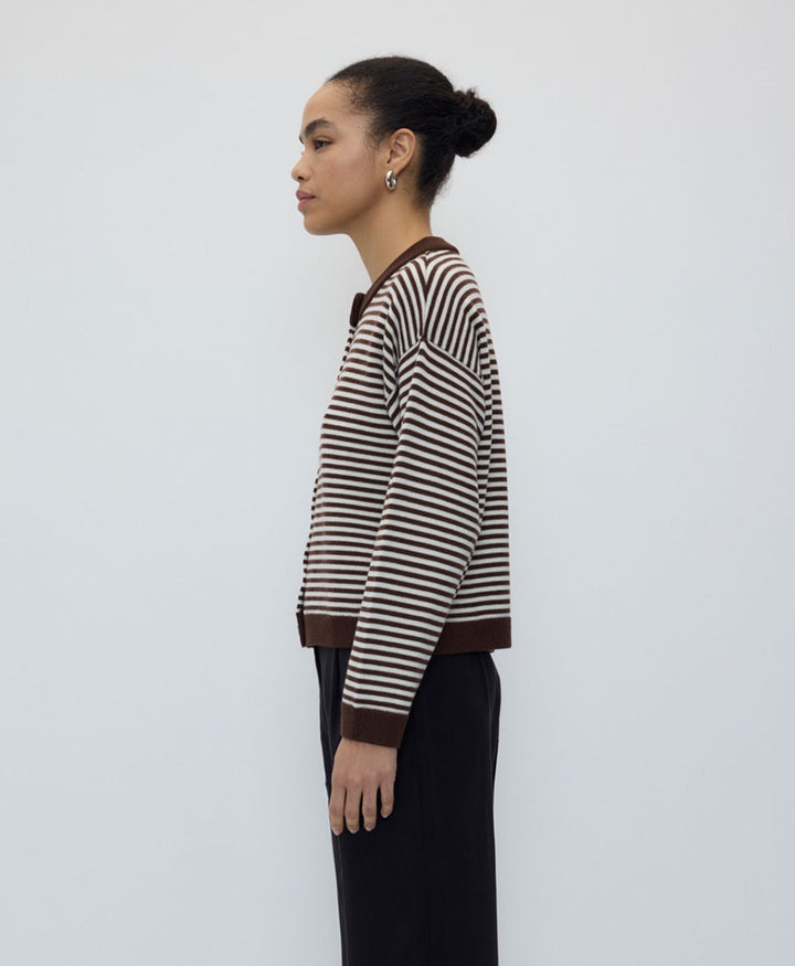 Strickjacke / Cardigan LYNN - Braun Gestreift