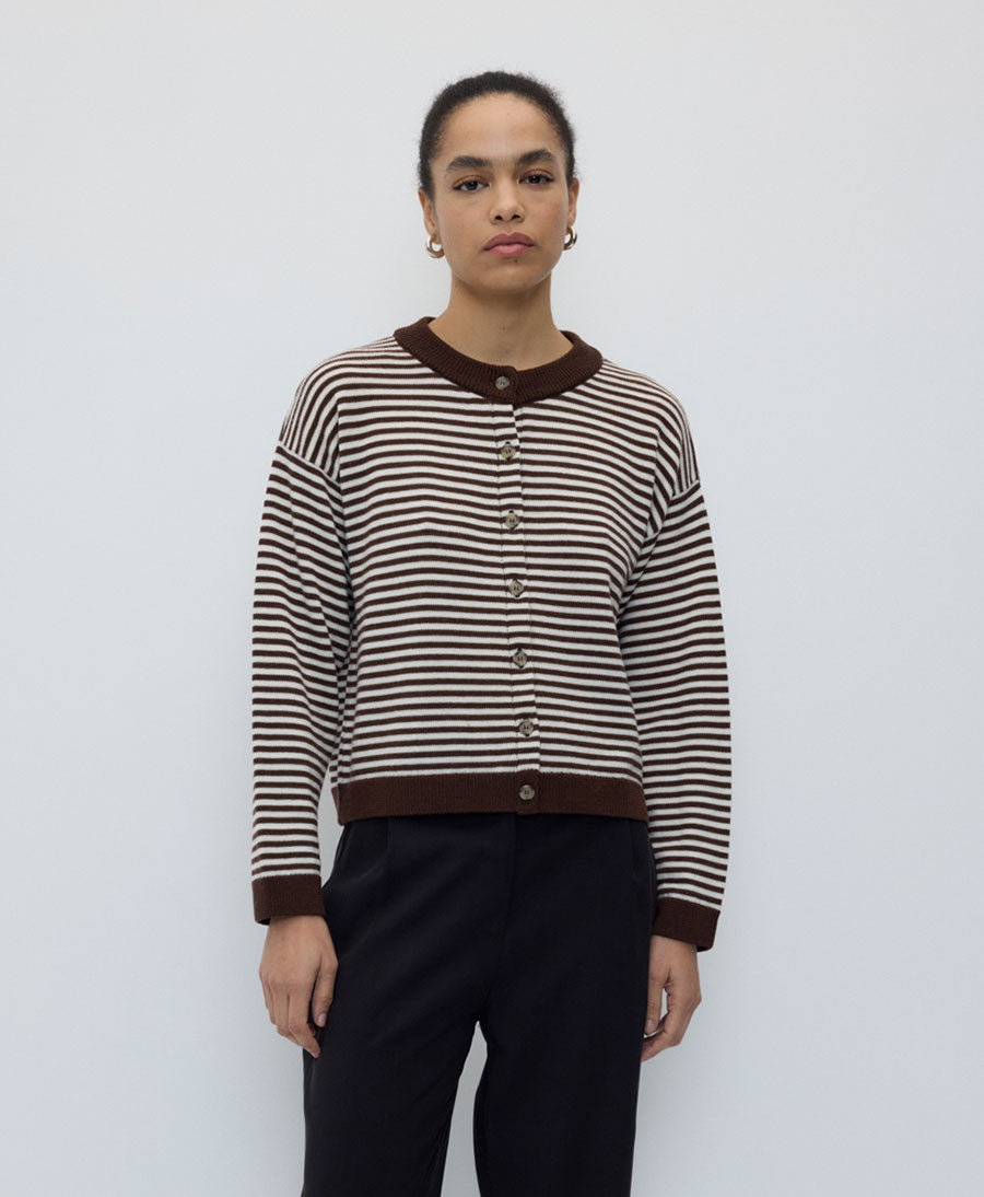 Strickjacke / Cardigan LYNN - Braun Gestreift