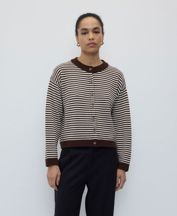 Strickjacke / Cardigan LYNN - Braun Gestreift