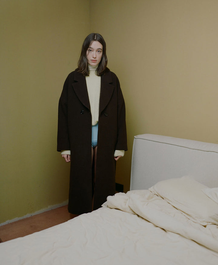 Dunkelbrauner Mantel CEDAR - Wolle