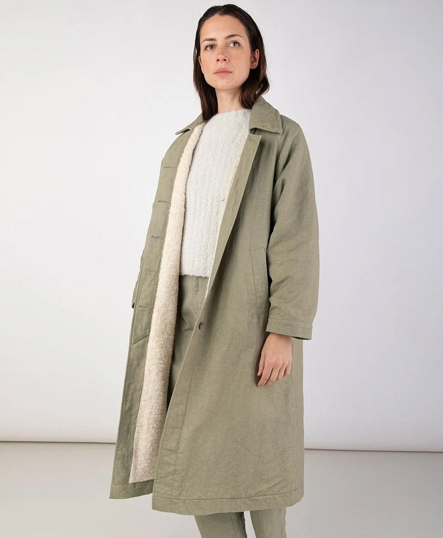 Mantel - Jade Sherpa Lined Trench - Micaela Greg - clomes