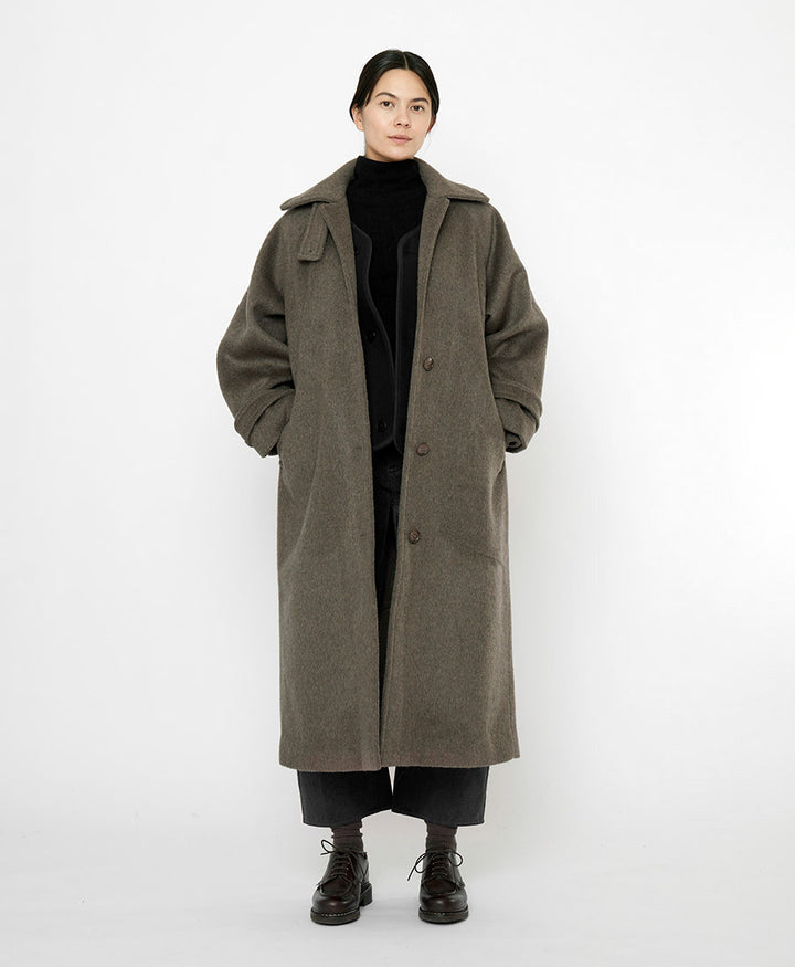 Langer Wollmantel "Balmacaan Coat" - Olive Gray
