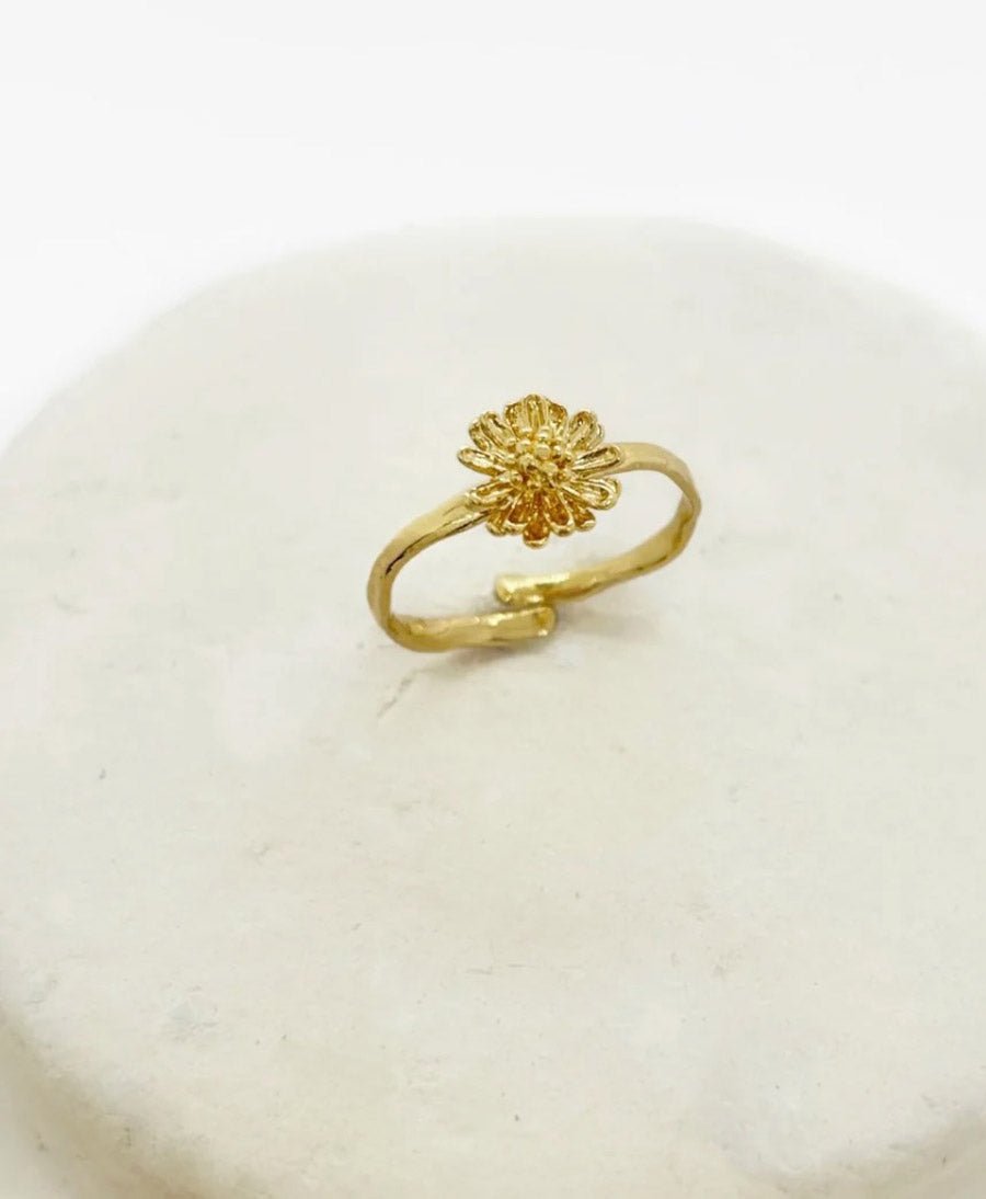 Marguerite Solitaire Ring vergoldet - verstellbar - Elise Tsikis - clomes