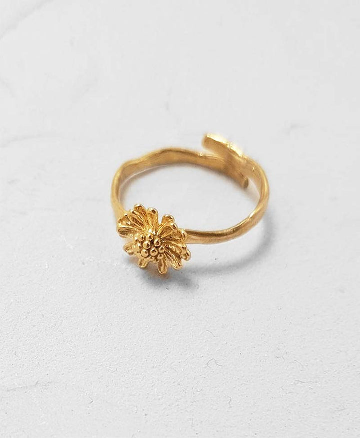 Marguerite Solitaire Ring vergoldet - verstellbar - Elise Tsikis - clomes