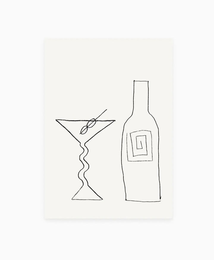 Postkarte "Martini & Wein"