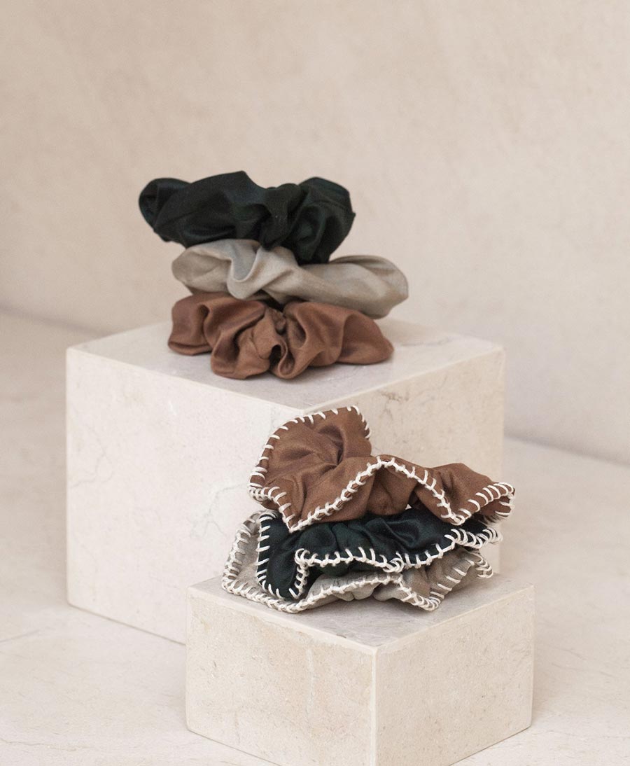 Medina Scrunchie SIMPLE aus Seide - Emerald - YOOMEE - clomes