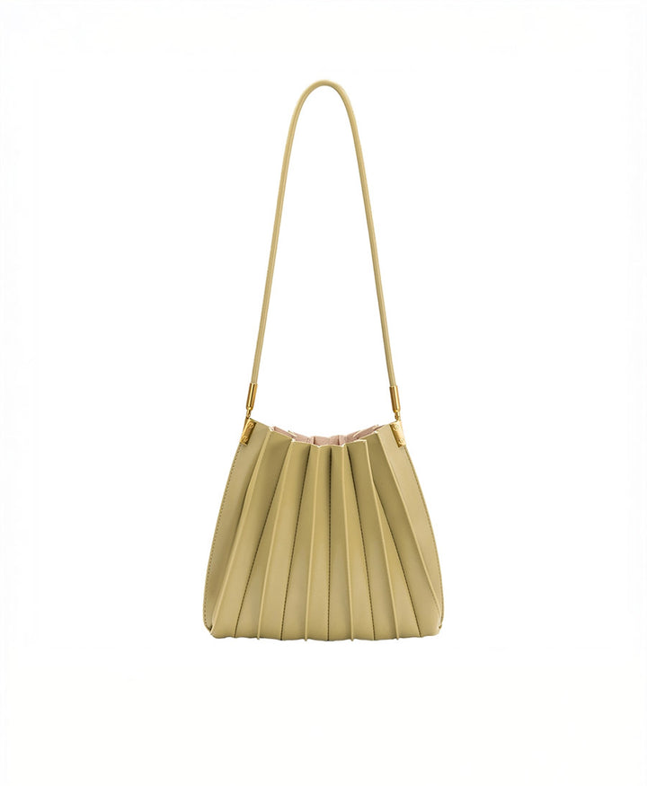 Plissierte Schultertasche CARRIE aus veganem Leder - Avocado