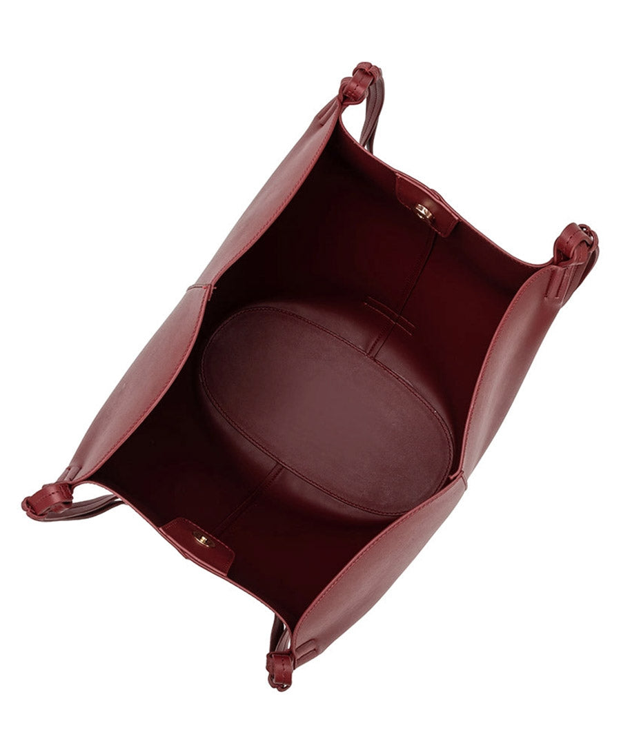 Schultertasche LYDIA aus veganem Leder - Cranberry