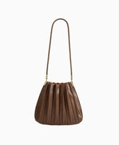Schultertasche Plissierte Carrie Melie Bianco in Plissierte Schultertasche CARRIE aus veganem Leder - Dunkelbraun