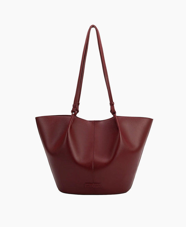 Schultertasche LYDIA aus veganem Leder - Cranberry