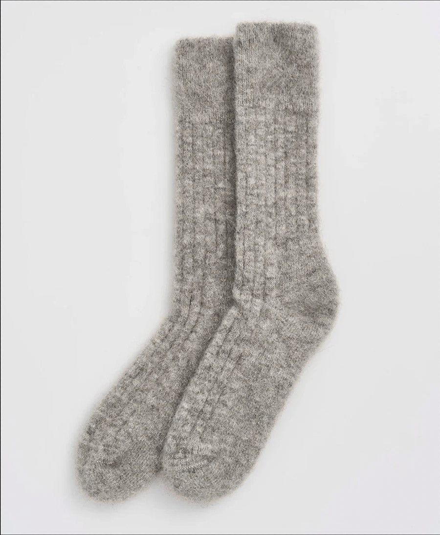 Weiche Alpaka Socken - Gerippt - Grau (meliert)