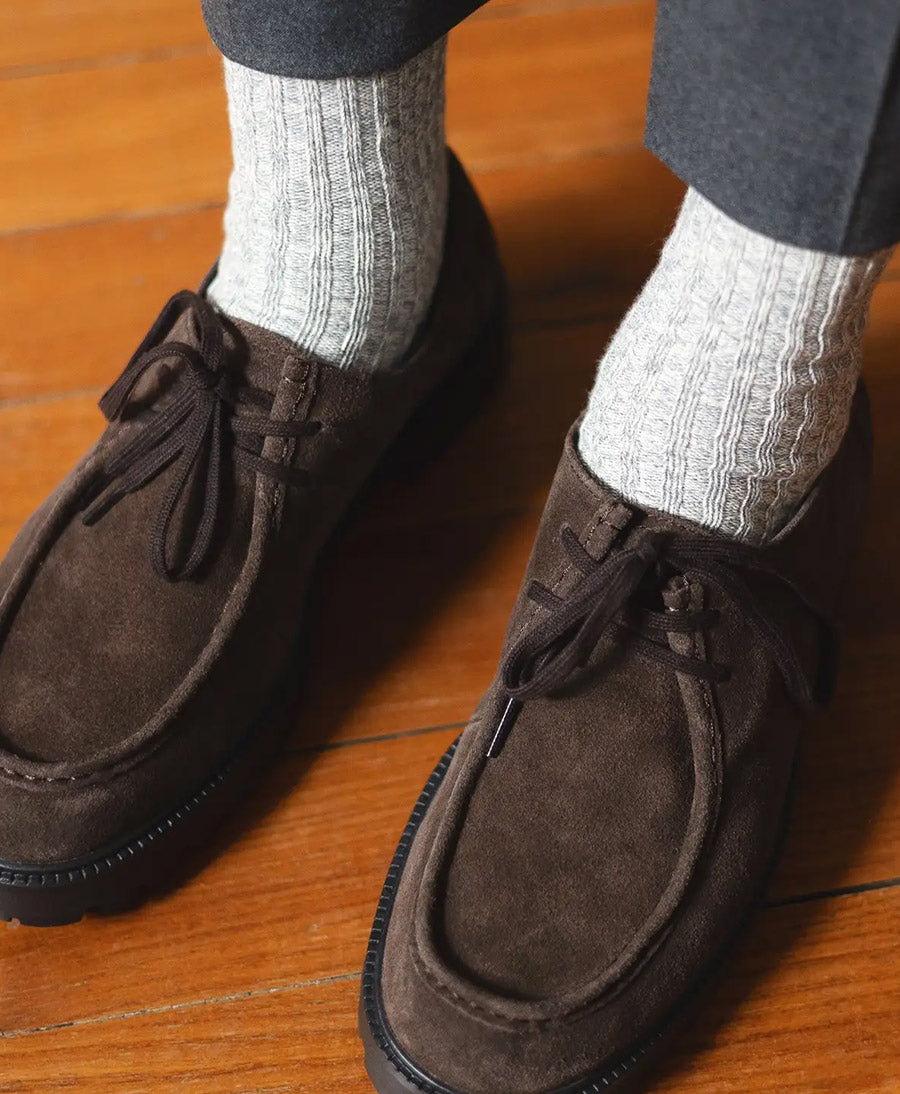 Gerippte Socken Baumwolle Melange - Hellgrau