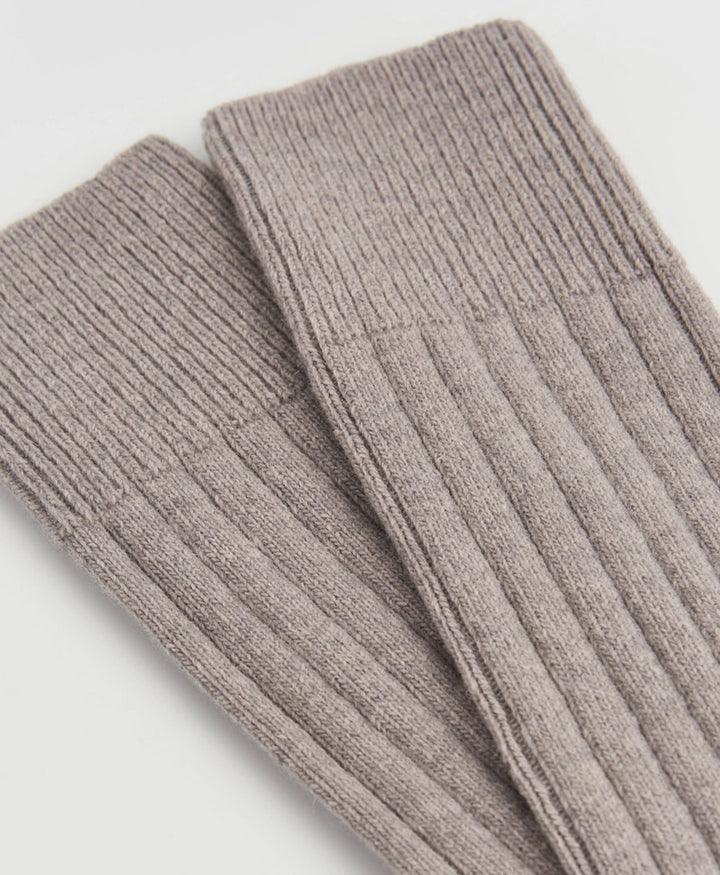 Merino Socken - Gerippt - Grau
