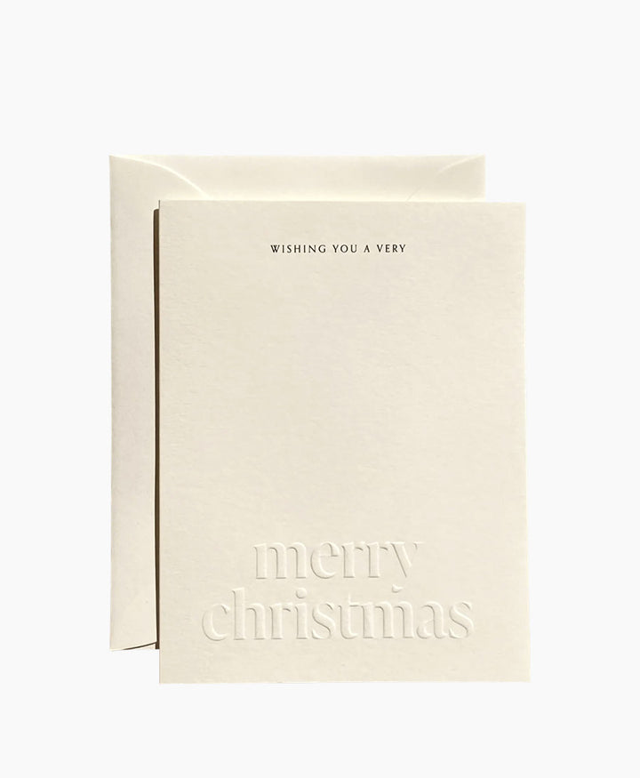 Geprägte Karte mit Couvert "MERRY CHRISTMAS" - Natur