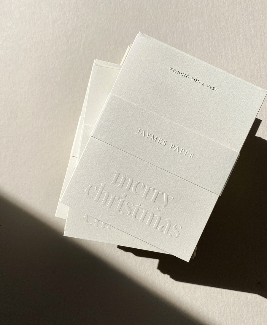 Geprägte Karte mit Couvert "MERRY CHRISTMAS" - Natur