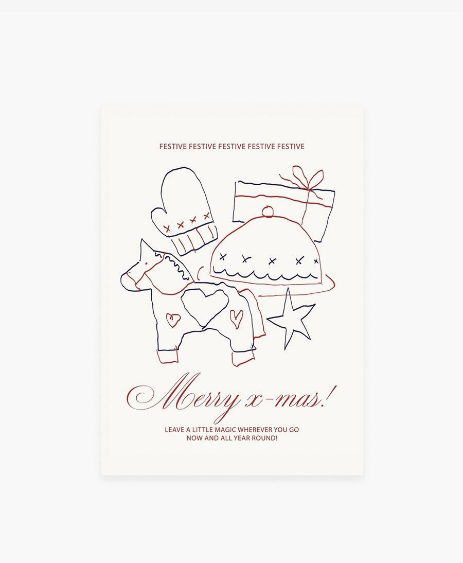 Postkarte "Merry x-mas" Dalapferd