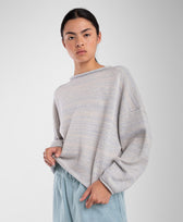 Strickpullover Rolled Sweater Micaela Greg in Heather Grey Mehrfarbig