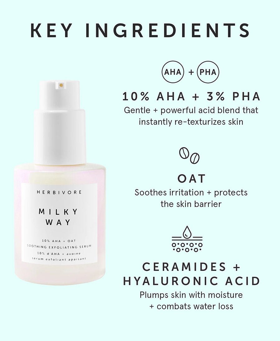 MILKY WAY 10% AHA + Oat Soothing Exfoliating Serum - Herbivore Botanicals - clomes