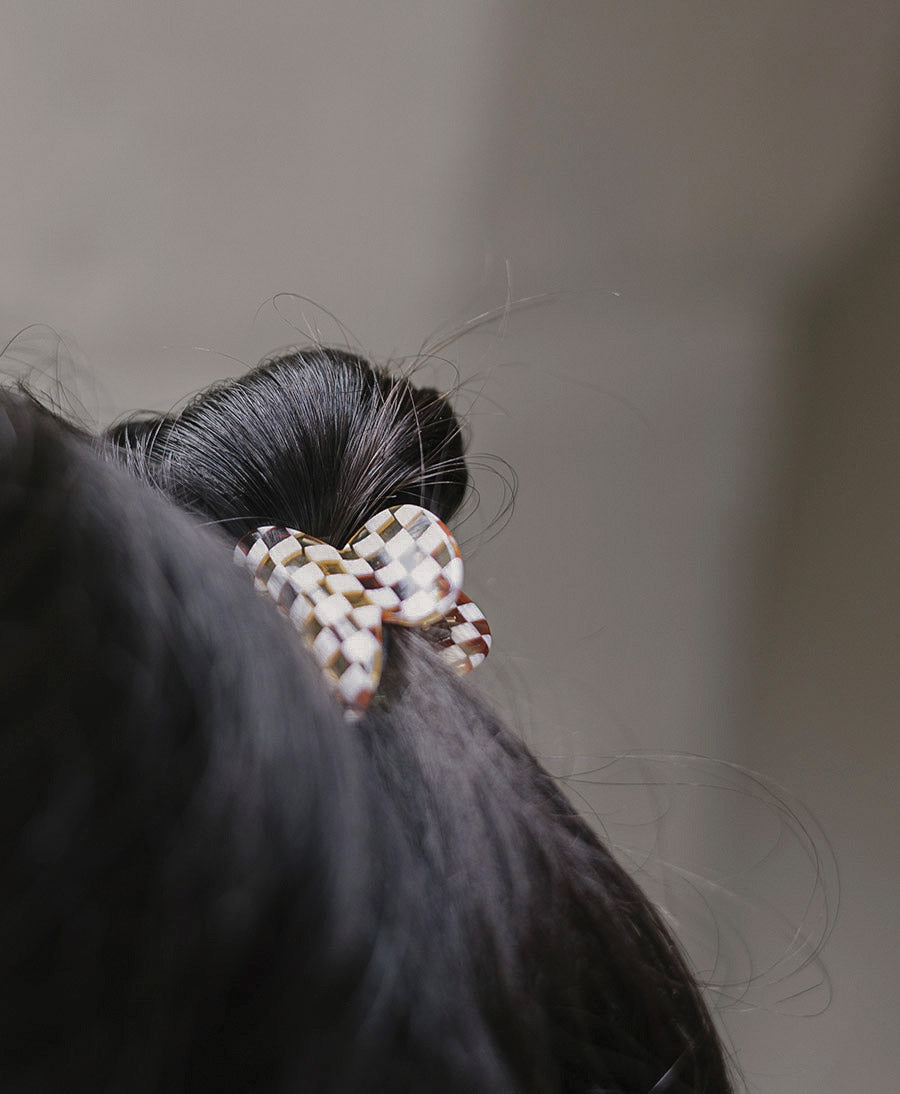 Mini Haarklammer CARMELLA (S) aus Acetat - Karo