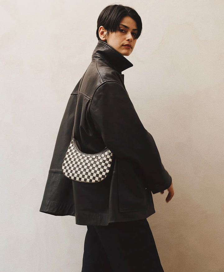 Gewebte Umhängetasche "Mini Sling" - Espresso x Cream