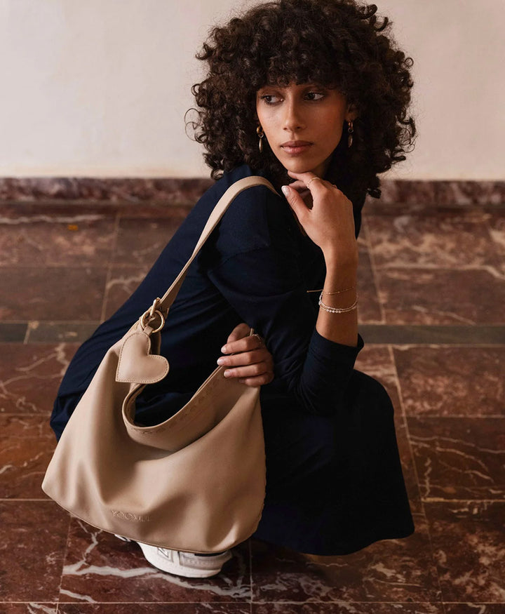 Schlüsselanhänger / Taschenanhänger aus Leder NAIMA - Beige