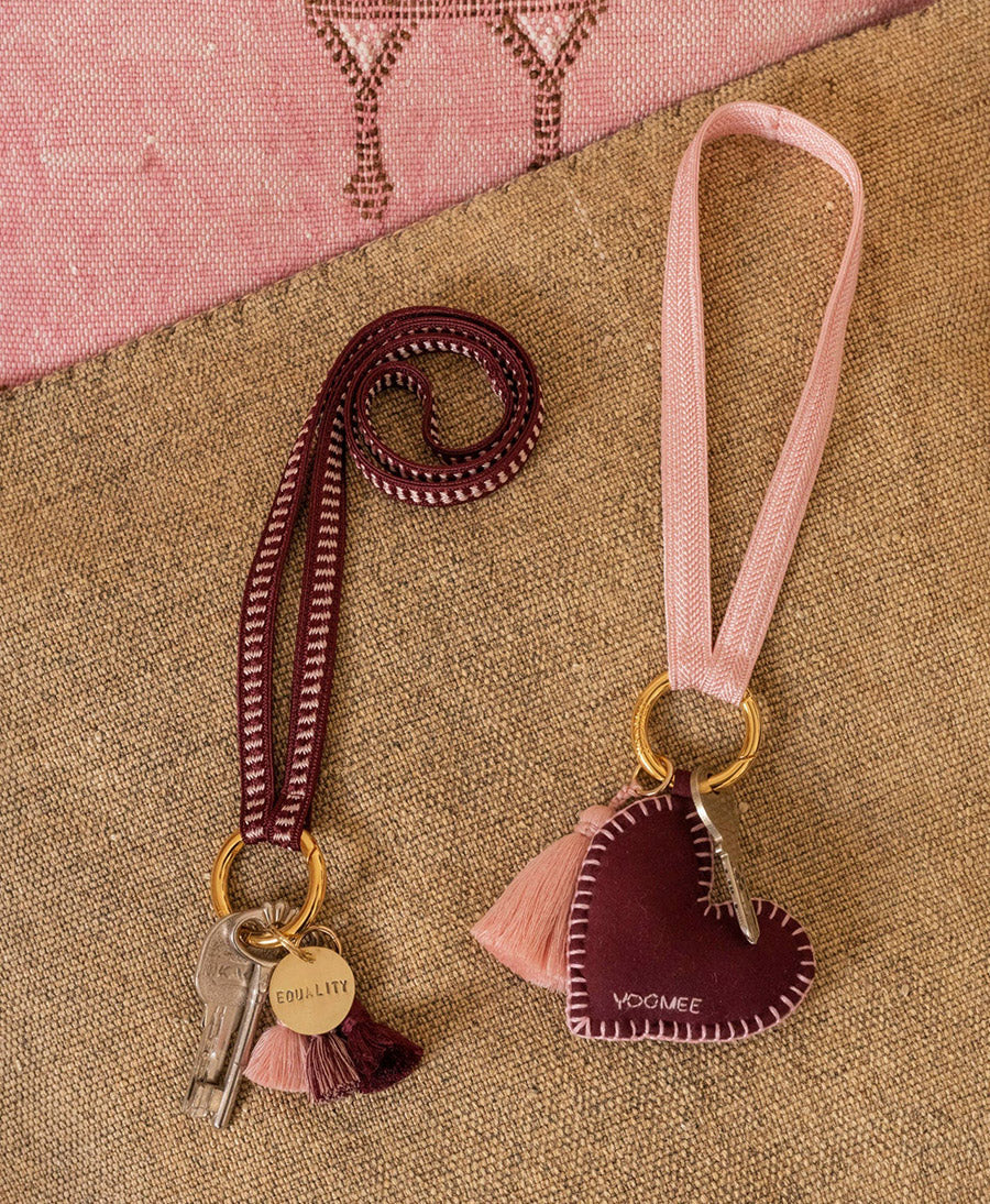 Kurzes Schlüsselband "Zahra Mini" mit vergoldetem Karabiner - Rose