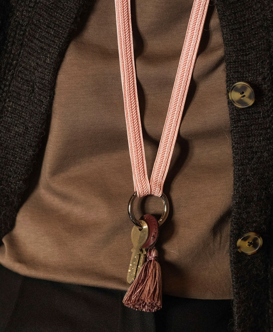 Schlüsselband silbriger Karabiner - Rose