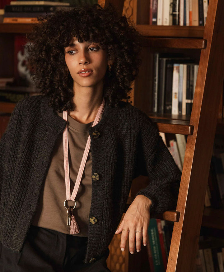 Schlüsselband vergoldeter Karabiner - Rose