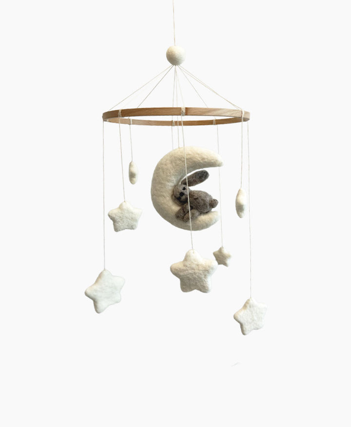 Baby Mobile aus Filz - Mond mit Hase
