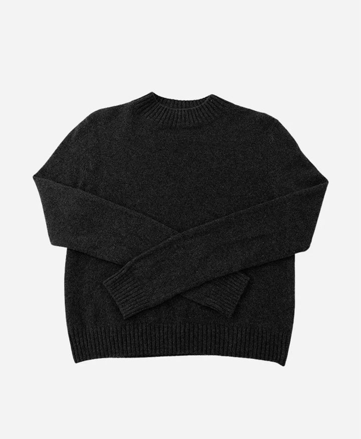 Strickpullover - Mock Neck Sweater - Kaschmir - Dunkelgrau