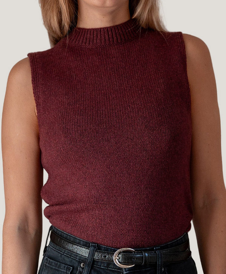 Stricktop - Mock Neck Tank - Kaschmir/Seide - Burgundy