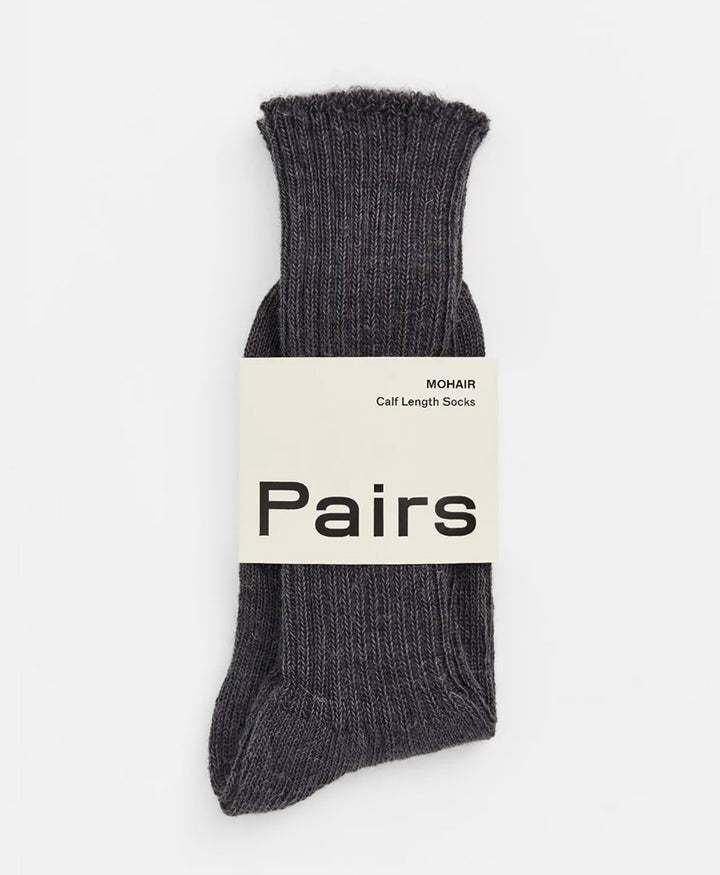 Mohair Socken - Gerippt - Anthrazit