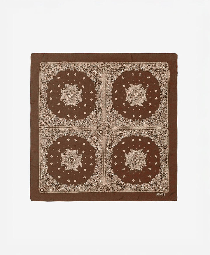 Seiden-Foulard "Minimal Bandana Silk Scarf" - Moka