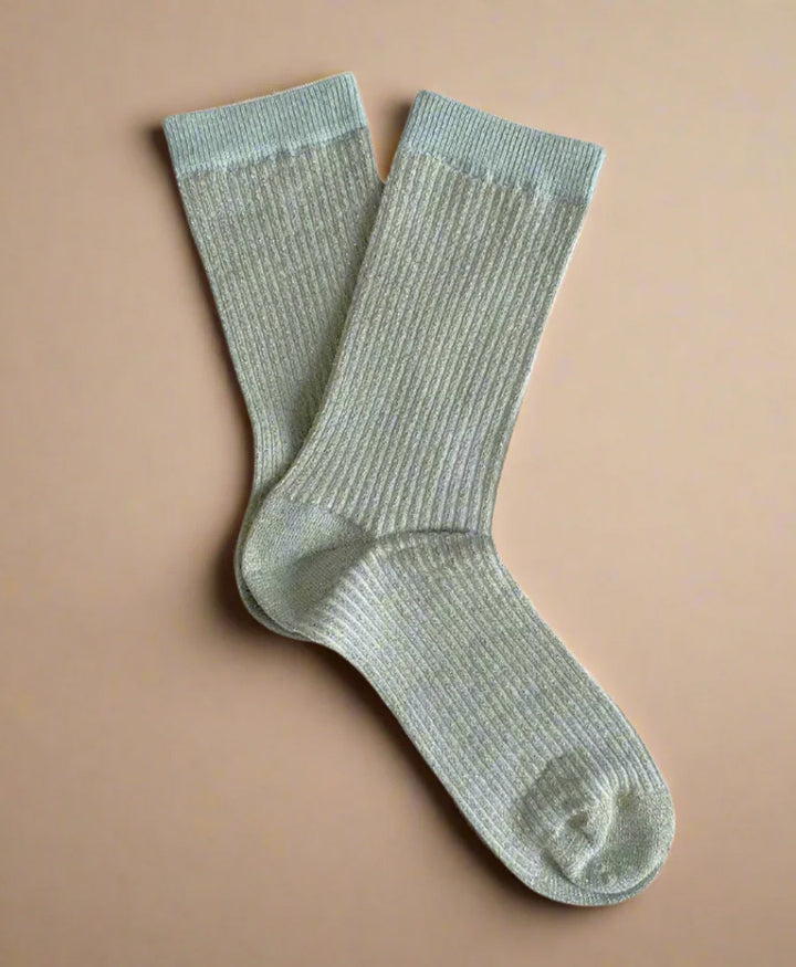 Glitzer Socken Lyocell - Nebel / Streifen