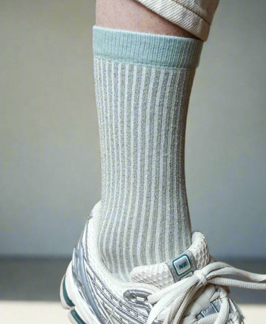 Glitzer Socken Lyocell - Nebel / Streifen
