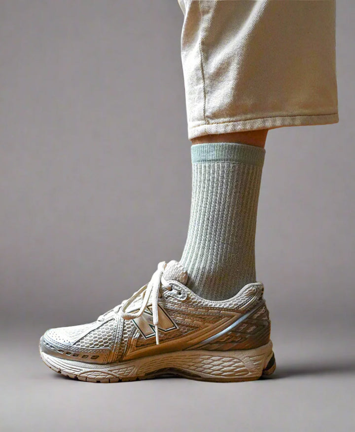 Glitzer Socken Lyocell - Nebel / Streifen