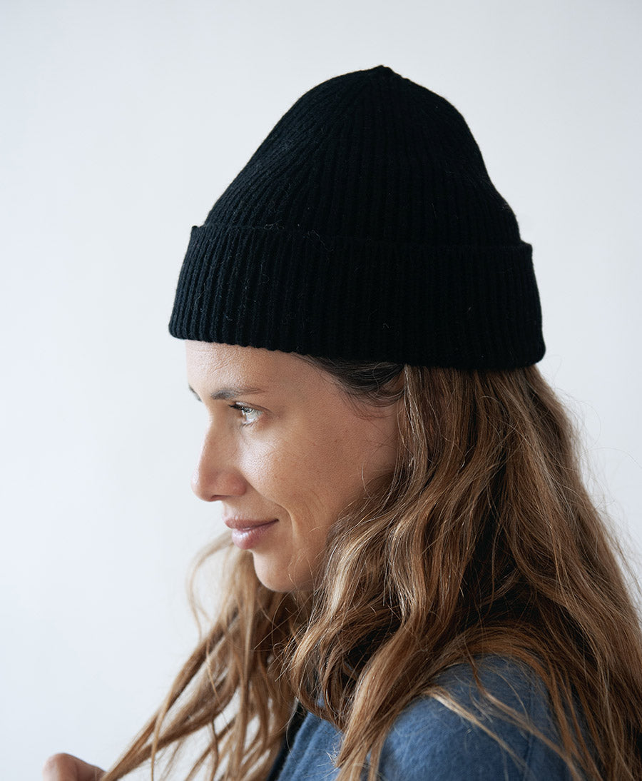Strickmütze BEN Beanie aus Kaschmir - Schwarz