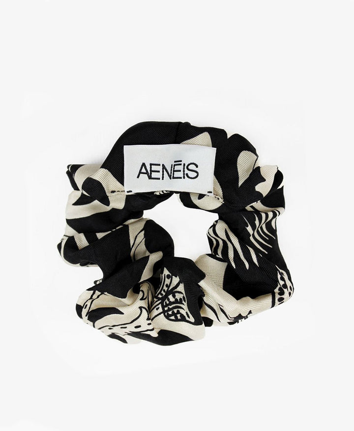 Scrunchie aus Seide "Mur Floral Silk Scrunchie" - Black