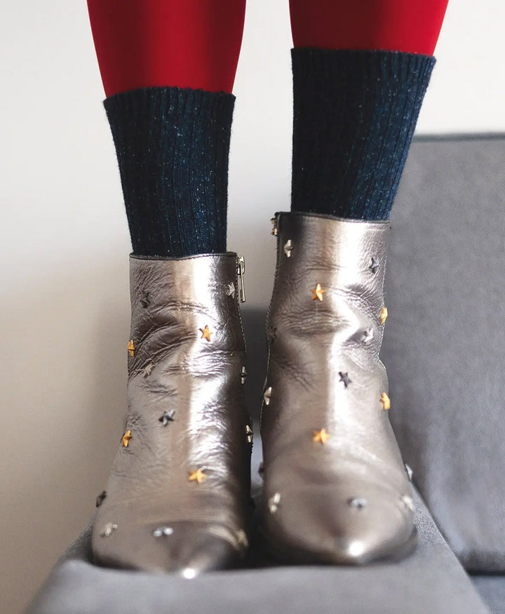 Socken Seide & Wolle - Dunkelblau