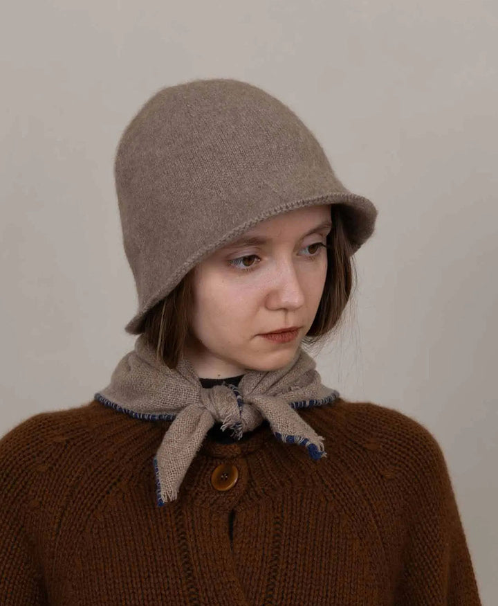 Bucket Hat aus Kaschmir - Dunkles Taupe