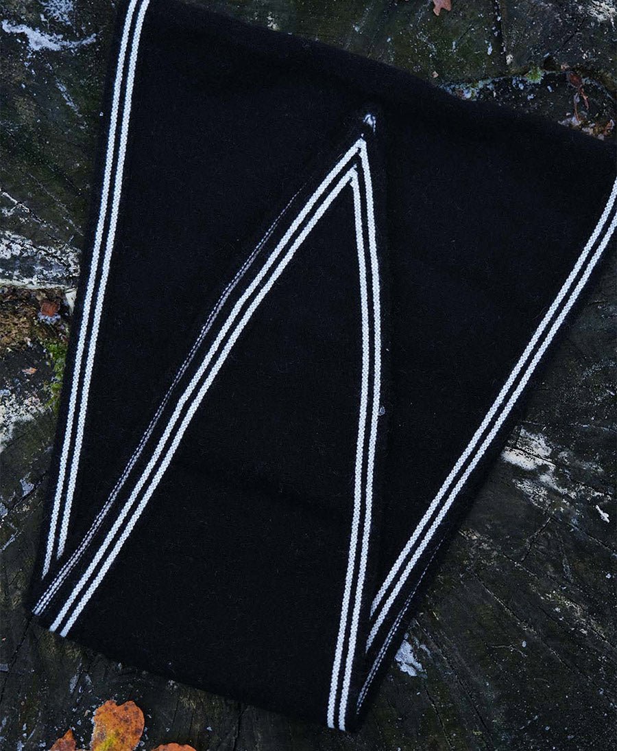 Kleiner Gestrickter Schal / Foulard aus Kaschmir - Schwarz / Weiss - Oats & Rice - clomes
