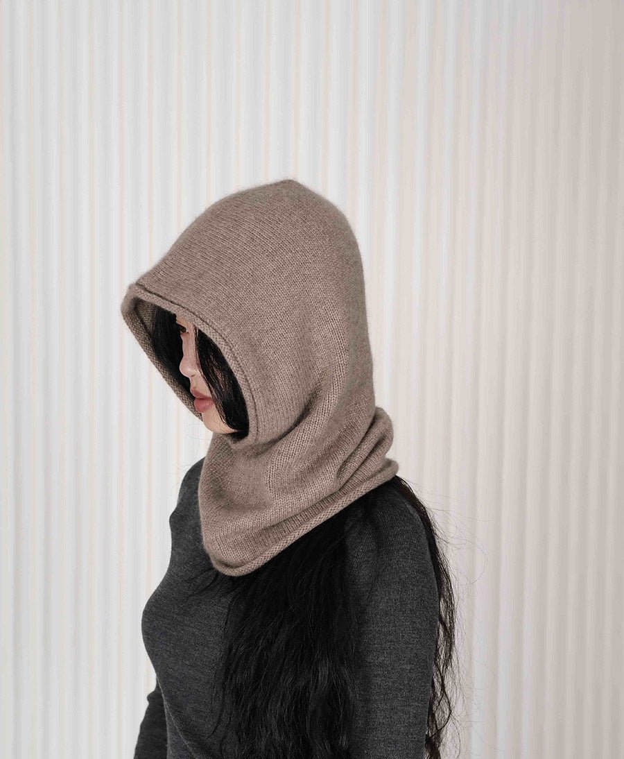 Kapuzenschal / Balaclava aus Kaschmir - Taupe - Oats & Rice - clomes