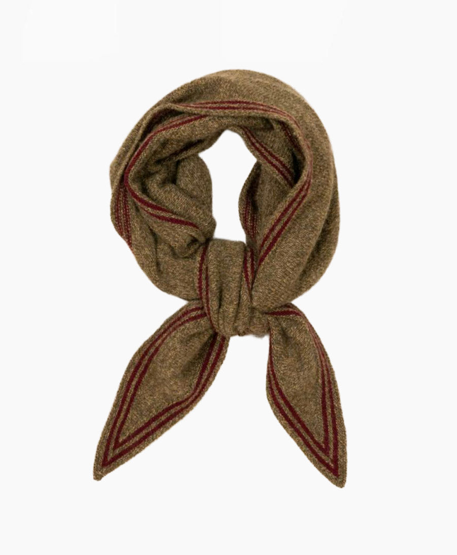 Kleiner Gestrickter Schal / Foulard aus Kaschmir - Grün / Rot