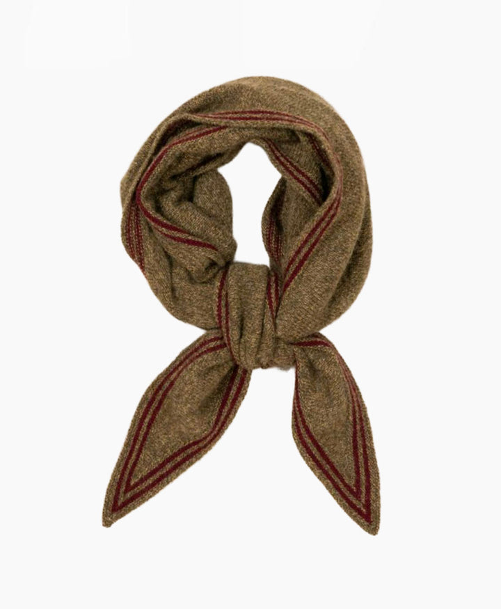 Kleiner Gestrickter Schal / Foulard aus Kaschmir - Grün / Rot