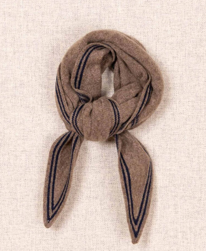 Kleiner Gestrickter Schal / Foulard aus Kaschmir - Braun / Blau