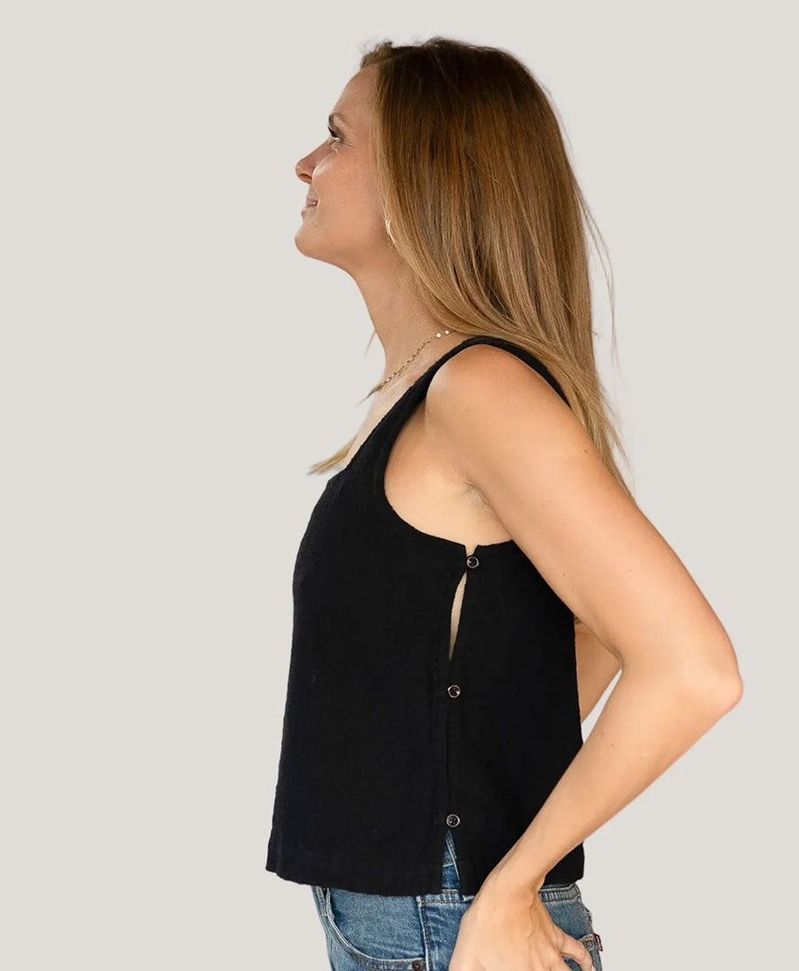 Cropped Top aus Bio-Baumwolle  - Schwarz