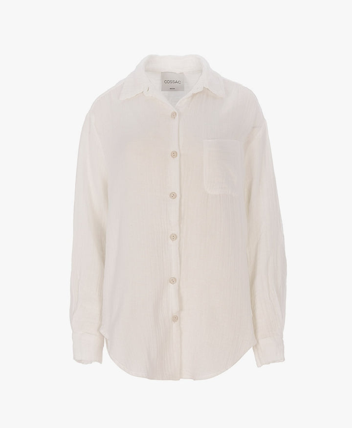 Sommerliche Bluse / Crinkle Shirt aus Musselin - Weiss