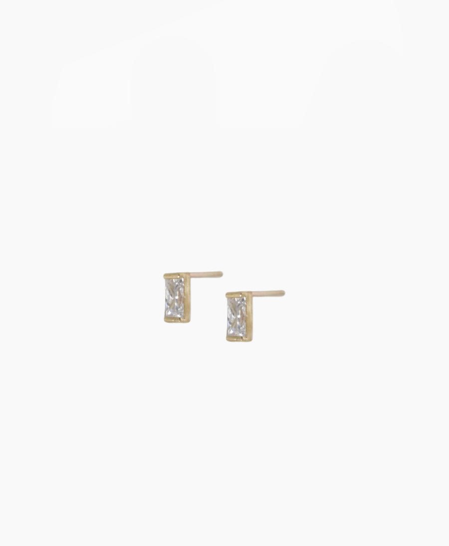 Ohrstecker Gold "Rectangle Gemstone Stud" - Wild Fawn - clomes