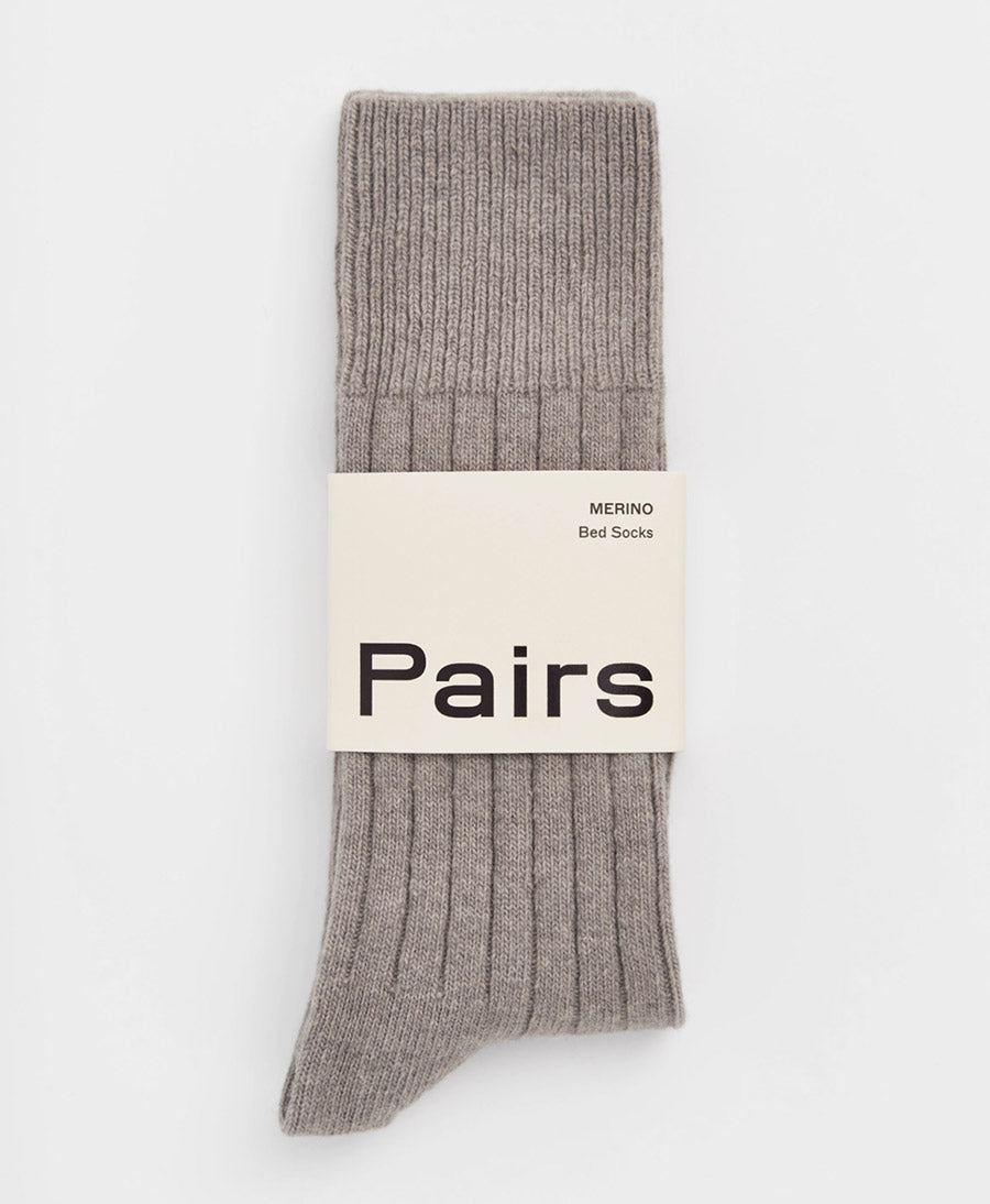 Merino Socken - Gerippt - Grau