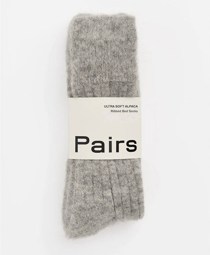 Weiche Alpaka Socken - Gerippt - Grau (meliert)